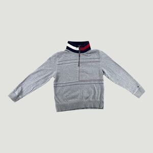 Tommy Hilfiger Boys Quarter Zip Sweatshirt Gray 8/10 Logo